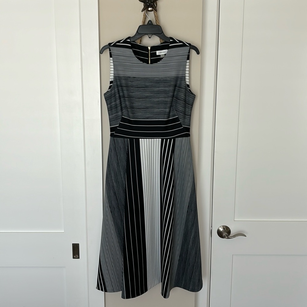 Calvin Klein Al-line dress, size 8, polyester/spandex.